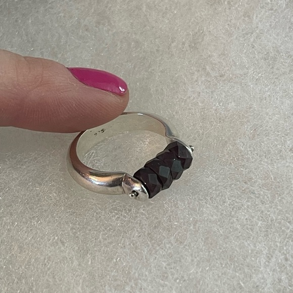 Sundance Garnet Rondelle Sterling Silver Ring - Picture 4 of 9